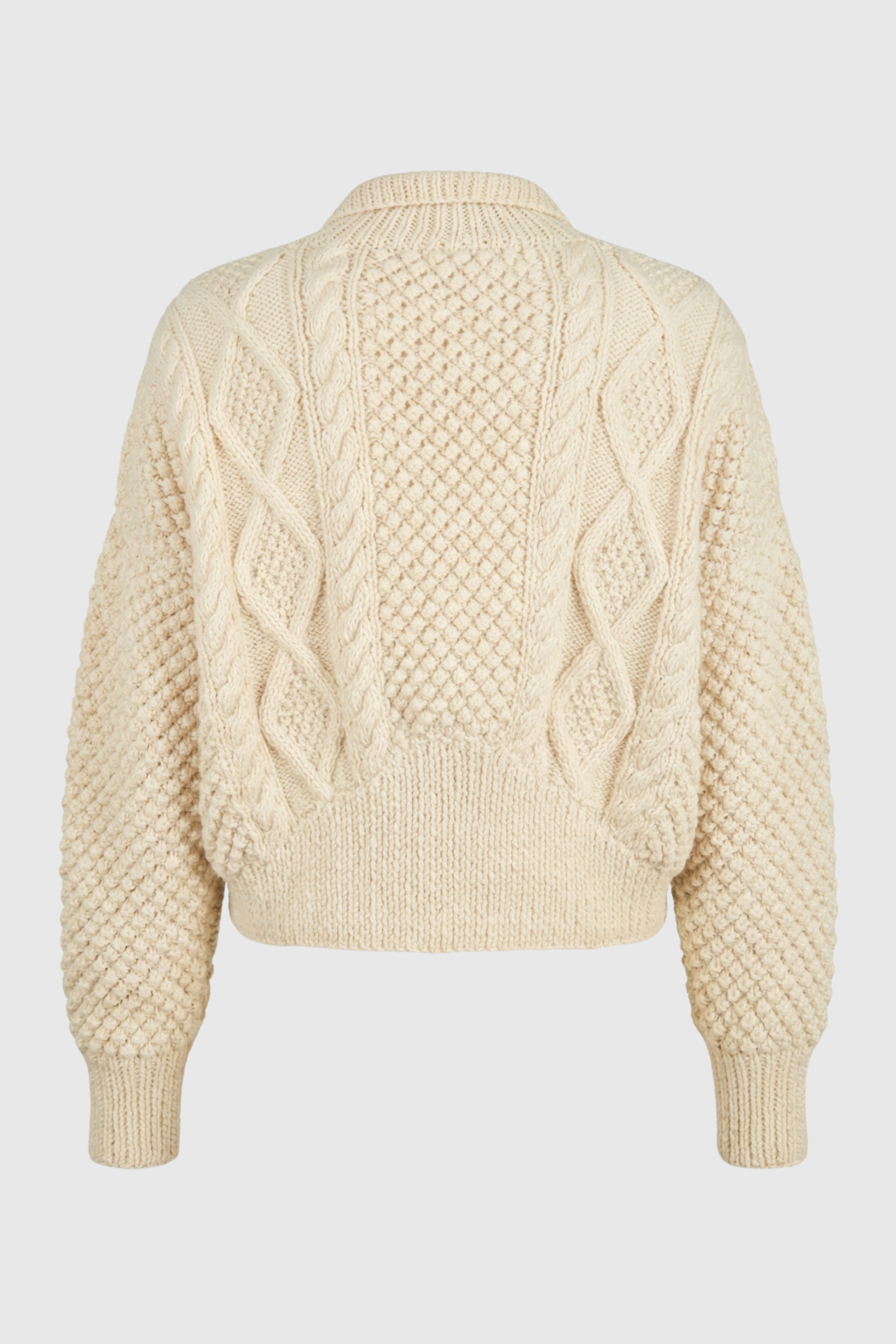 Victoria white knit cardigan sweater by Lumina Wear, featuring a cozy, relaxed fit and soft textured fabric.