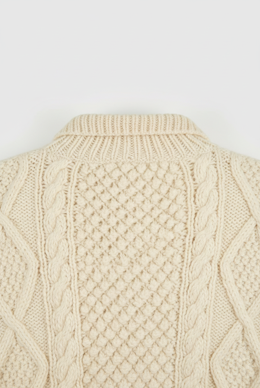 Victoria cozy white knit cardigan sweater with relaxed fit from Lumina Wear, featuring a soft, comfortable design and casual style.