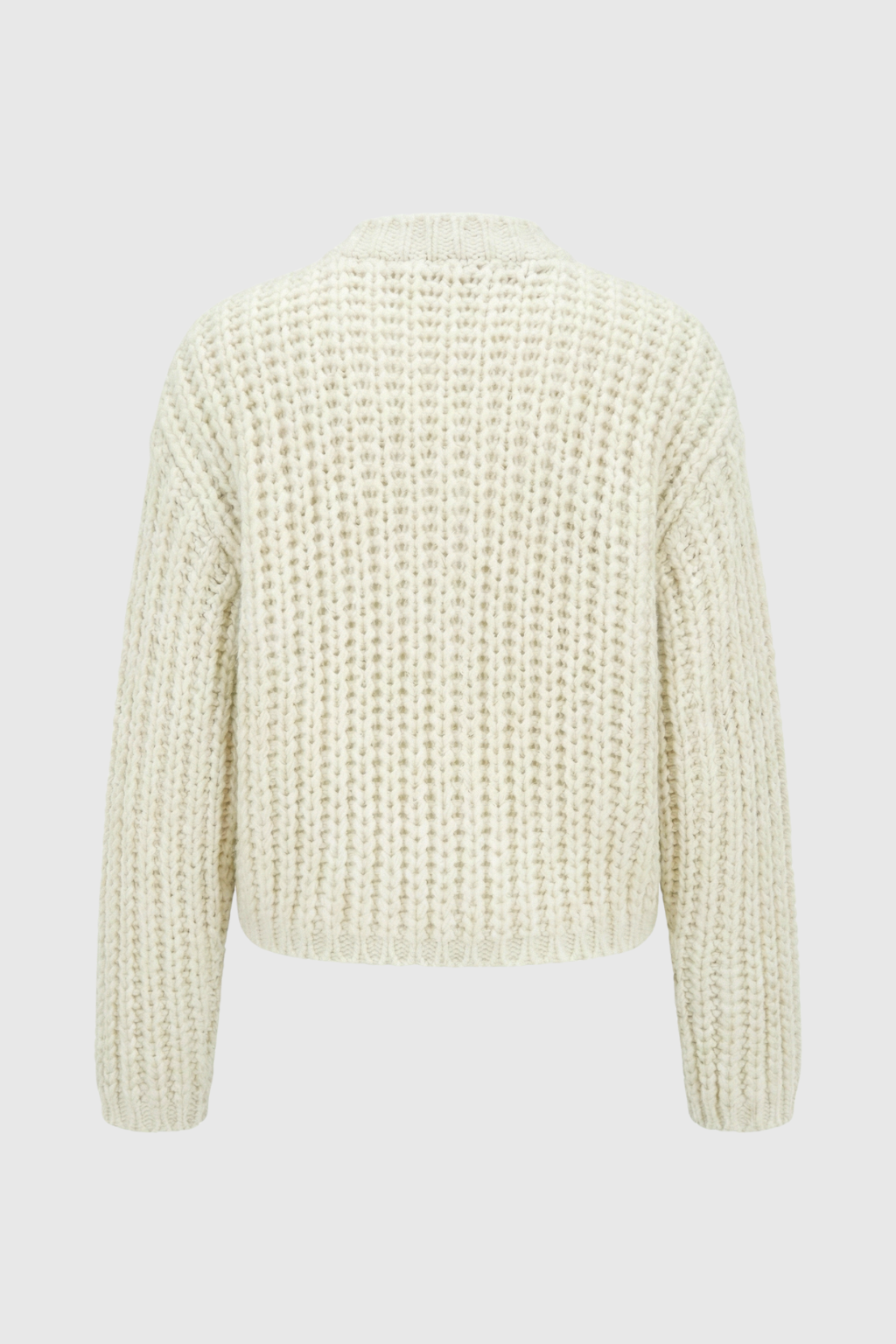 Victoria Lumina white long cardigan sweater with relaxed fit, cozy knit, perfect for layered, casual winter or fall wear.