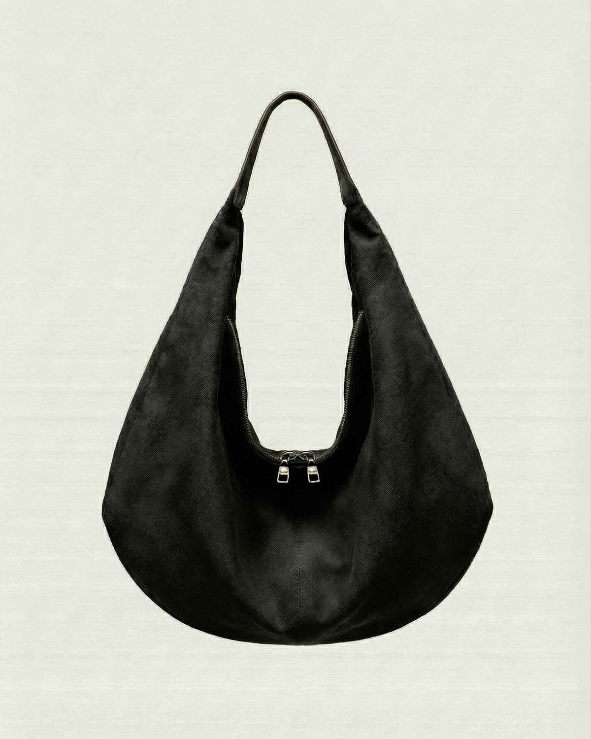 Lumina Wear Victoria black suede hobo handbag with multiple pockets, stylish and spacious for everyday use.