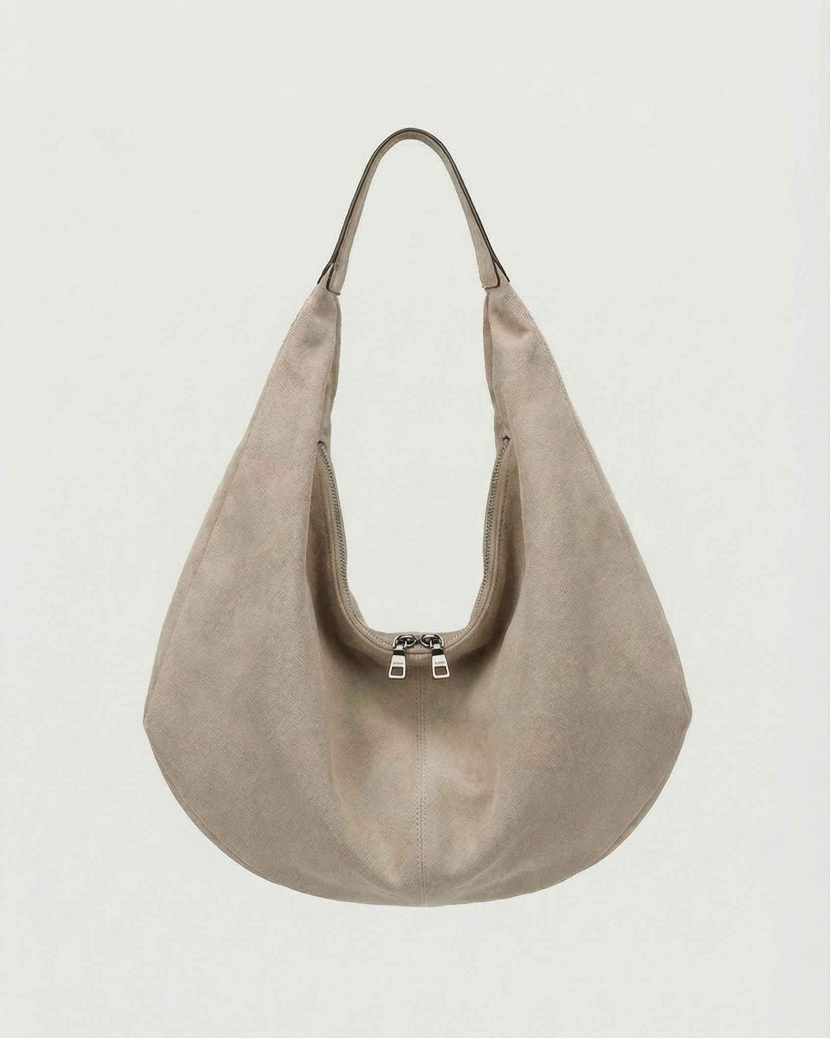 Elegant black suede hobo handbag by Lumina Wear featuring multiple pockets and a stylish, spacious design.