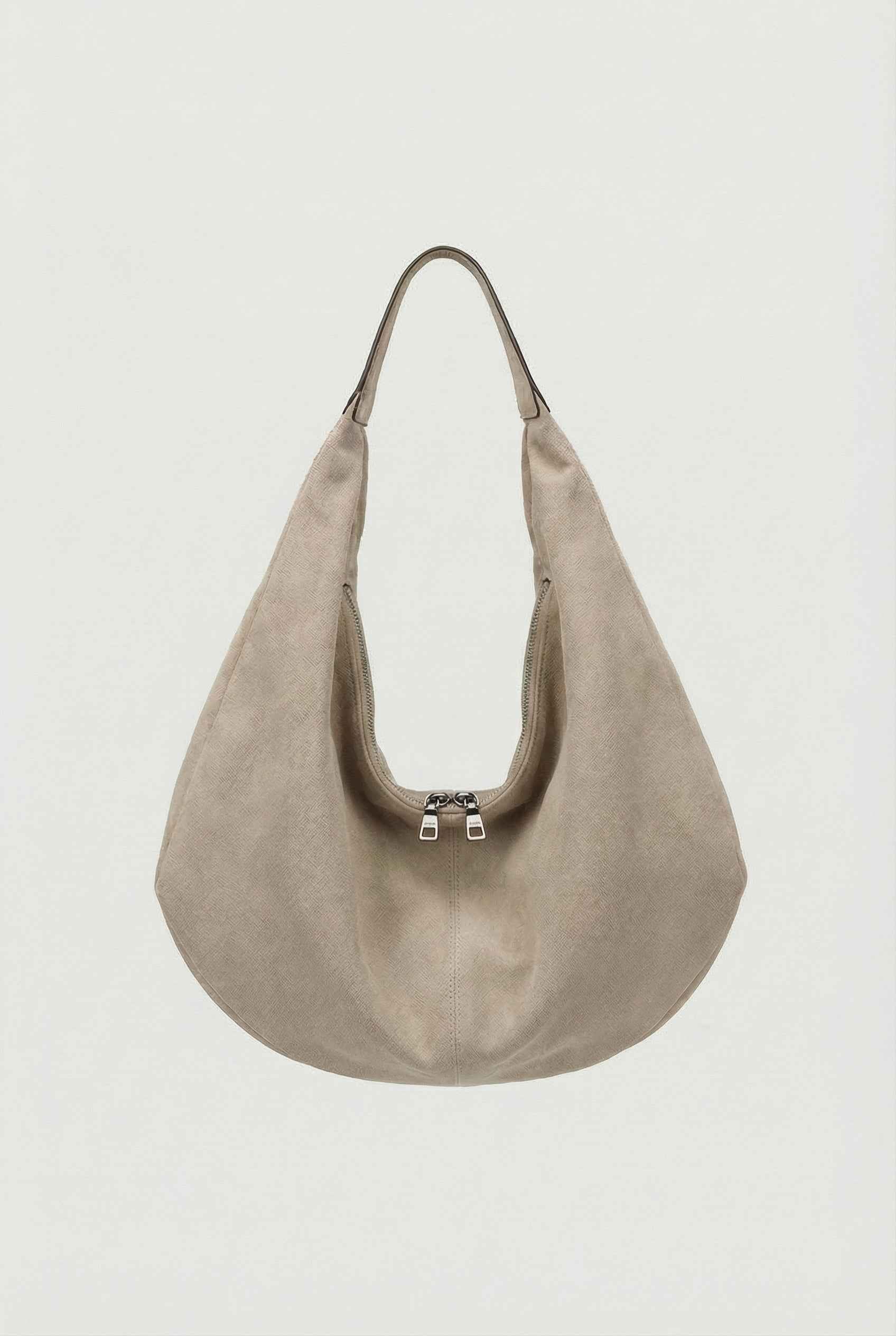 Elegant black suede Lumina Victoria hobo handbag with multiple pockets, stylish and spacious for everyday use.