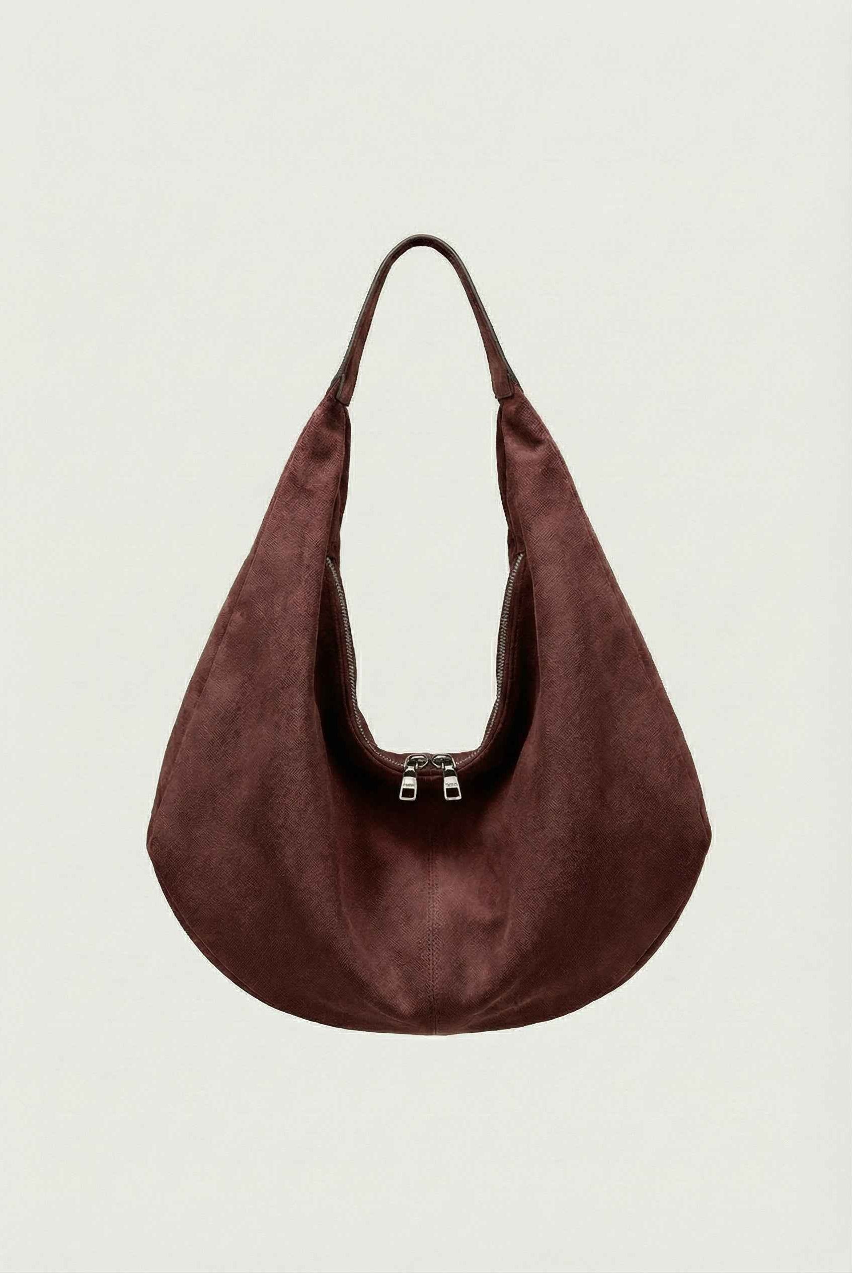 Lumina Wear Victoria black suede hobo handbag with multiple pockets, stylish and spacious for everyday use.