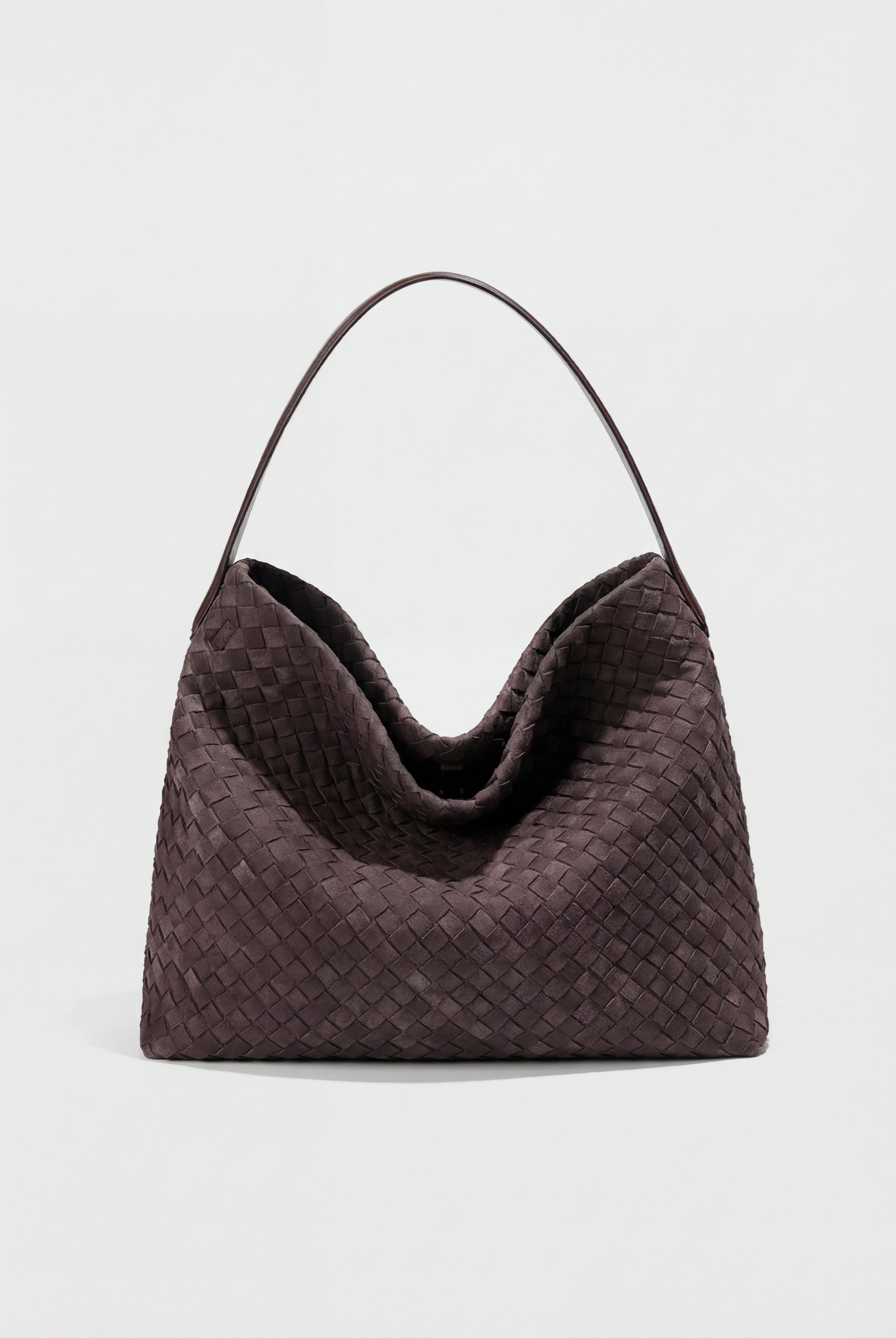Victoria black suede tote bag by Lumina Wear, featuring a spacious design and elegant style, perfect for everyday use.