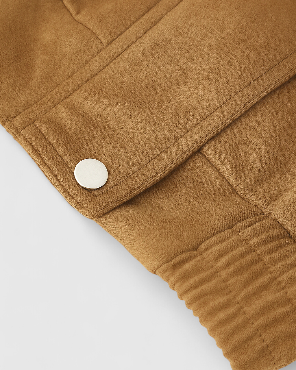 Elegant brown bomber jacket by Lumina Wear featuring versatile design and stylish fit, shown on a model.