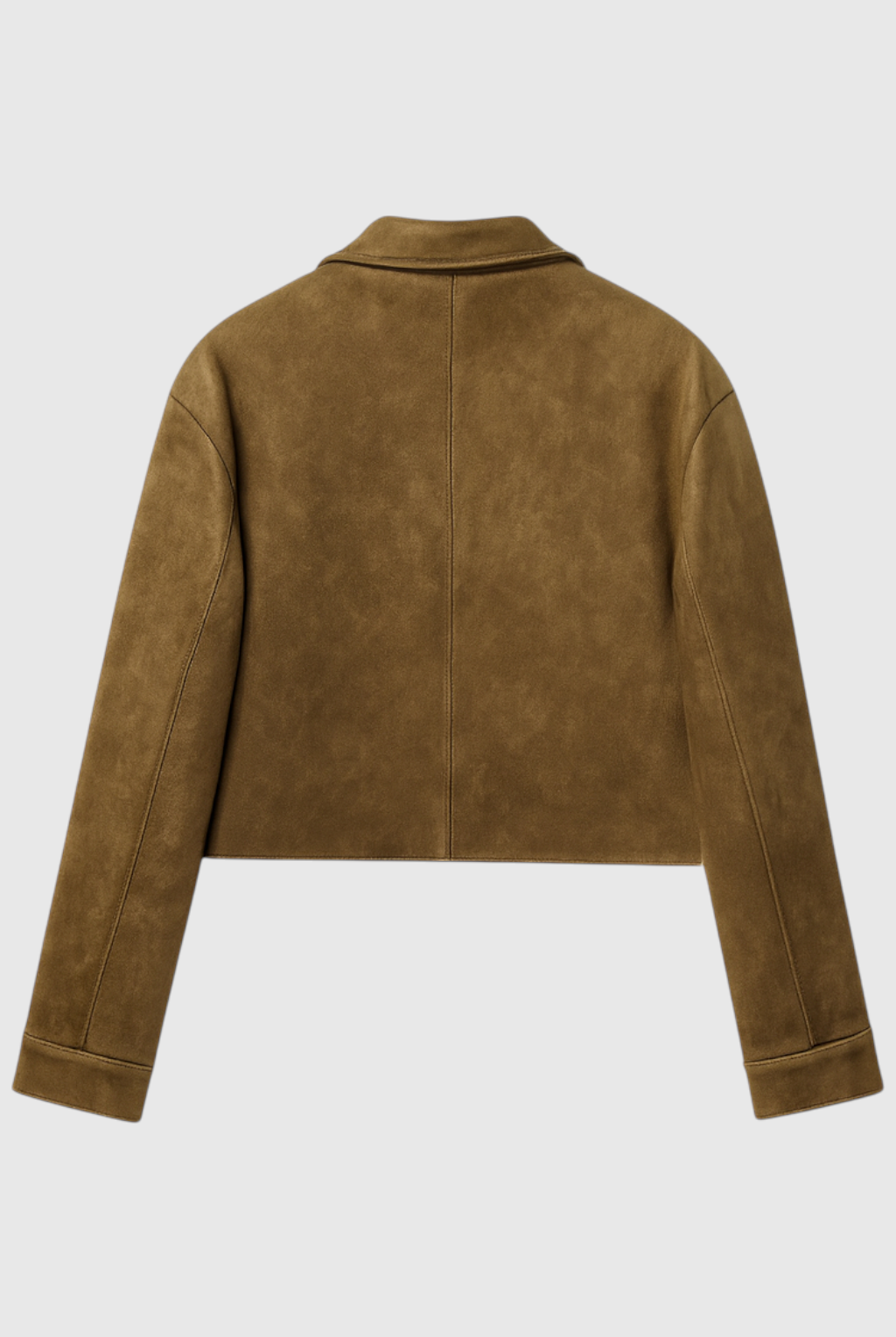 Women’s brown casual jacket with elegant French collar and long sleeves from Lumina Wear, styled for a chic, relaxed look.