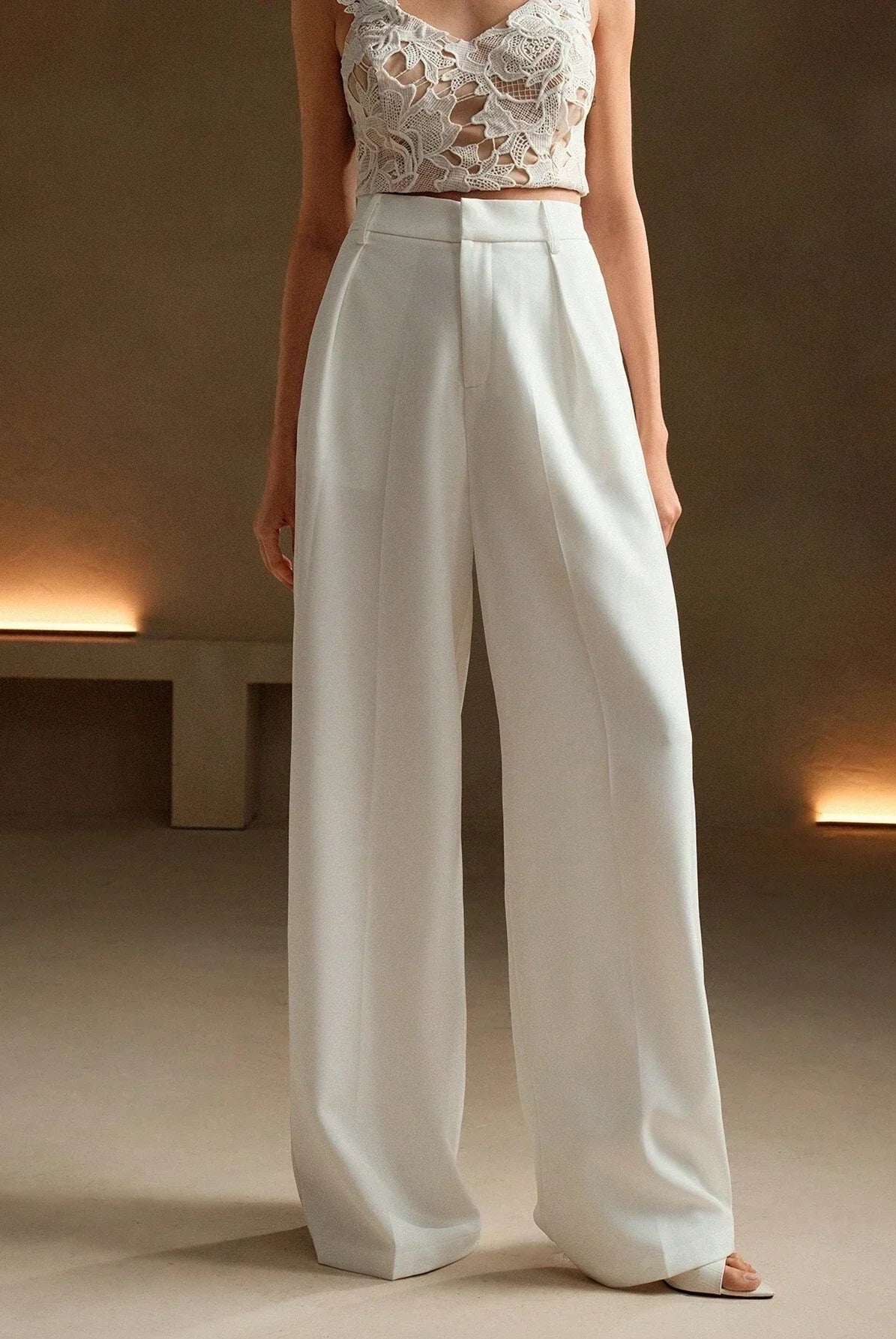 Black Victoria high waist wide leg trousers by Lumina Wear, tailored fit with elegant, flowing wide-leg design.