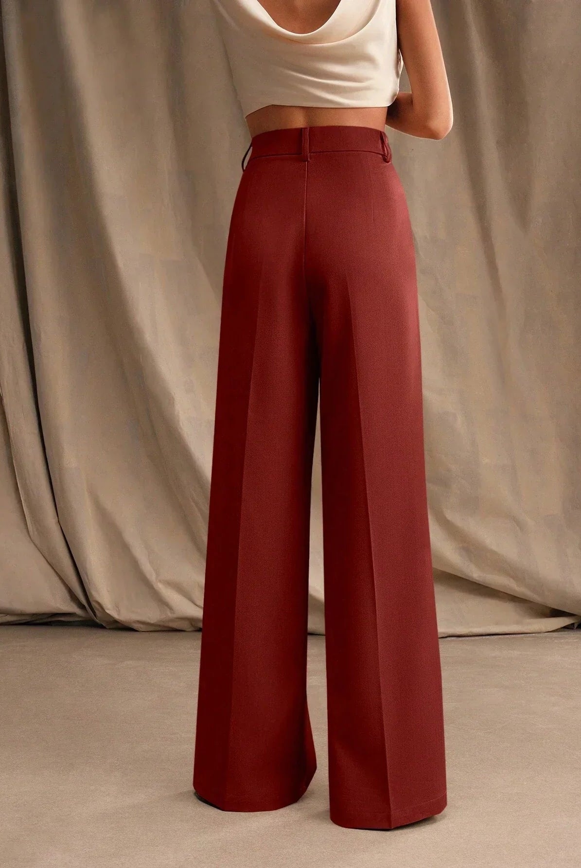 Black Victoria high waist wide-leg trousers by Lumina Wear, tailored with a sleek fit and elegant style.