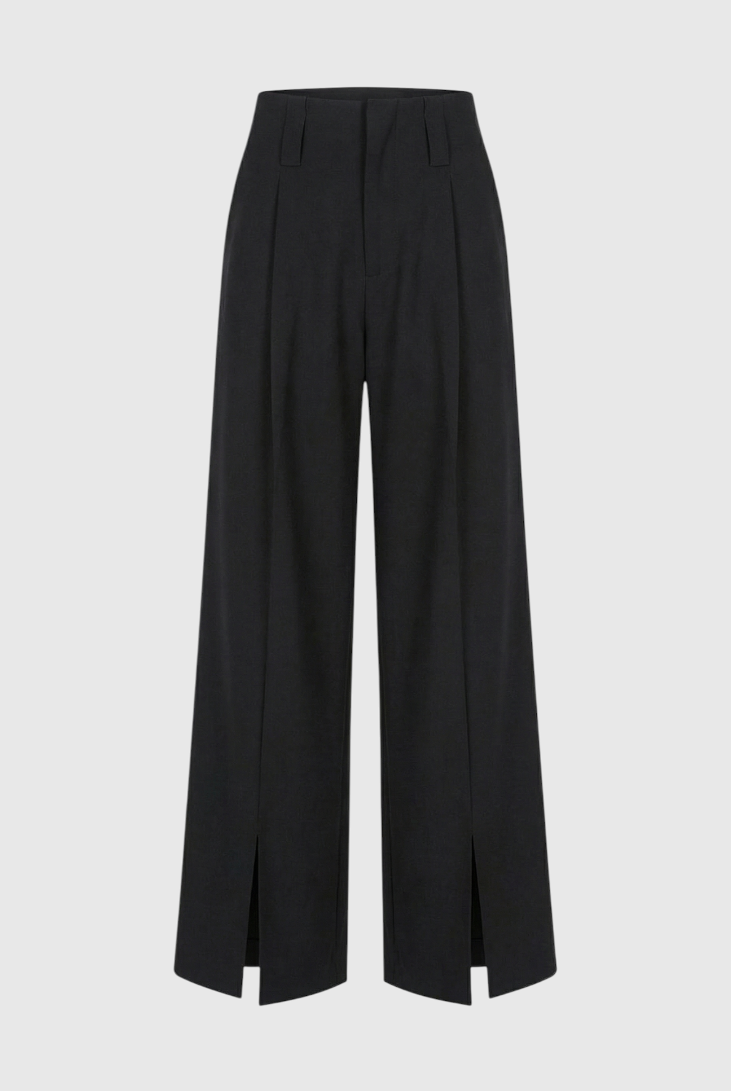 Women's high-waisted black trousers with pleats from Lumina Wear, featuring a tailored fit and elegant design.