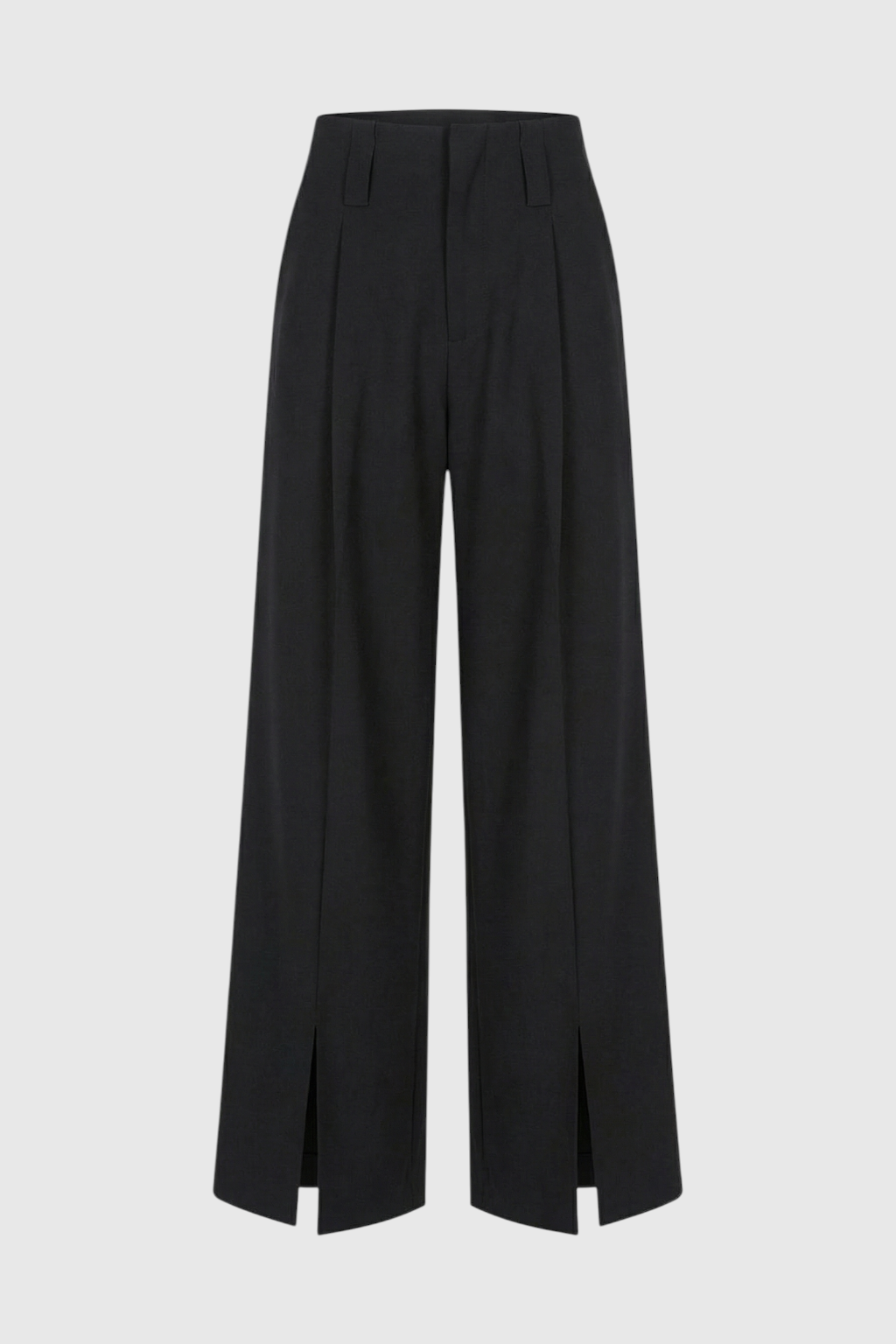 Women's high-waisted black trousers with pleats from Lumina Wear, featuring a tailored fit and elegant design.