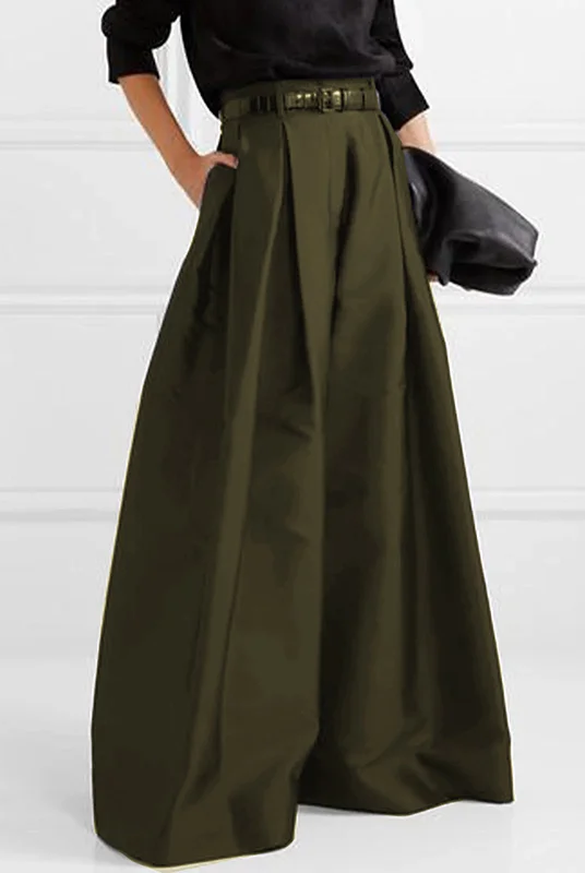 Victoria high-waisted pleated trousers by Lumina Wear in army green, featuring a tailored fit and elegant design.