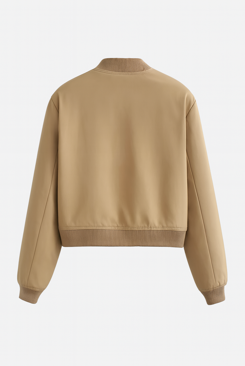 Victoria Khaki Bomber Jacket by Lumina Wear, featuring a loose fit and elegant design, shown in a stylish khaki color.