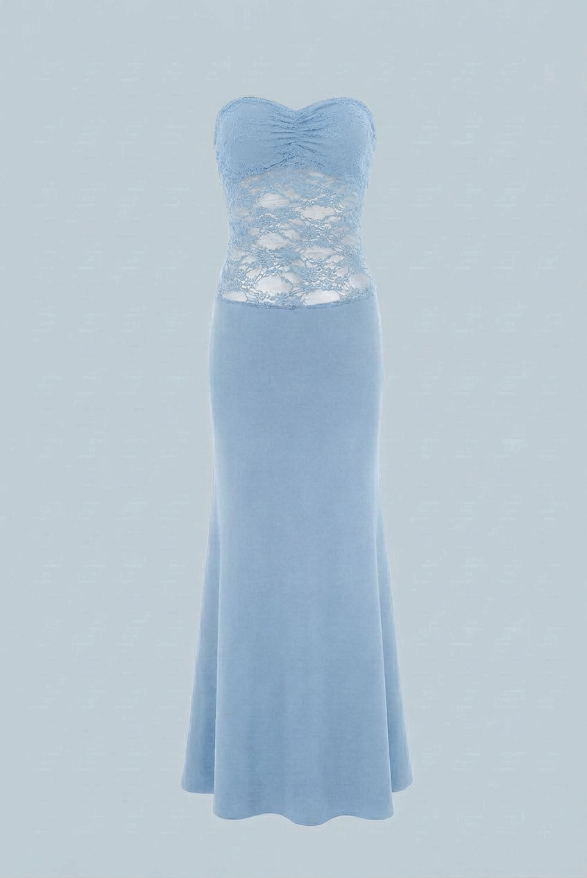 Elegant Victoria lace mermaid wedding dress by Lumina Wear featuring a sculpted silhouette and intricate lace details.
