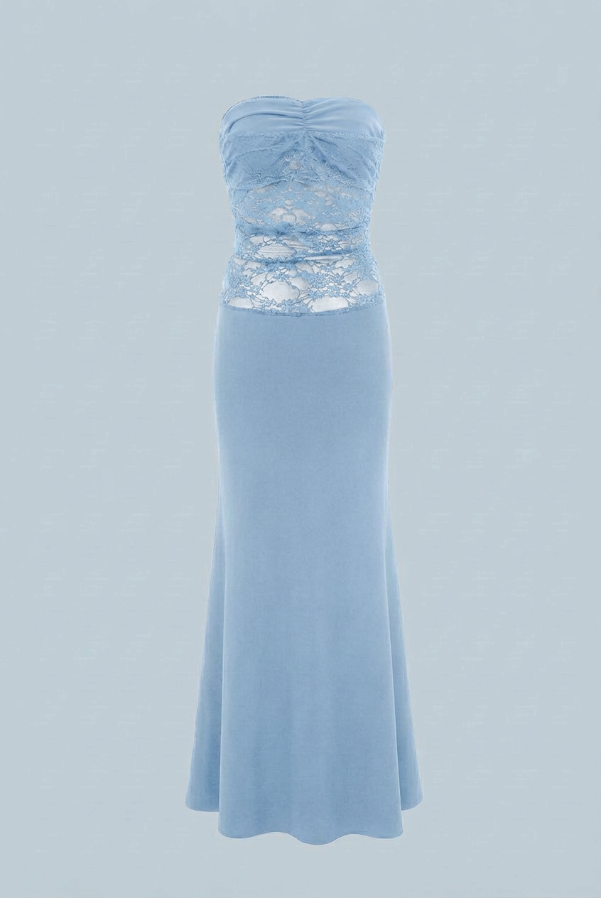 Elegant Victoria lace mermaid wedding dress by Lumina Wear featuring a sculpted silhouette and intricate lace details.