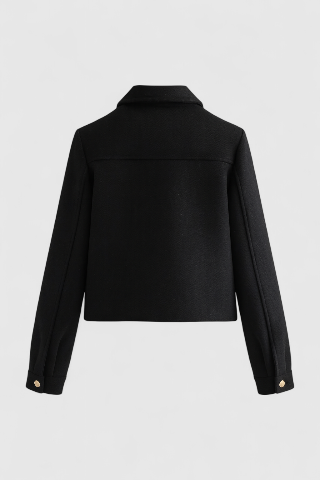 Victoria lightweight black windbreaker jacket by Lumina Wear, showing its flattering fit and sleek design.