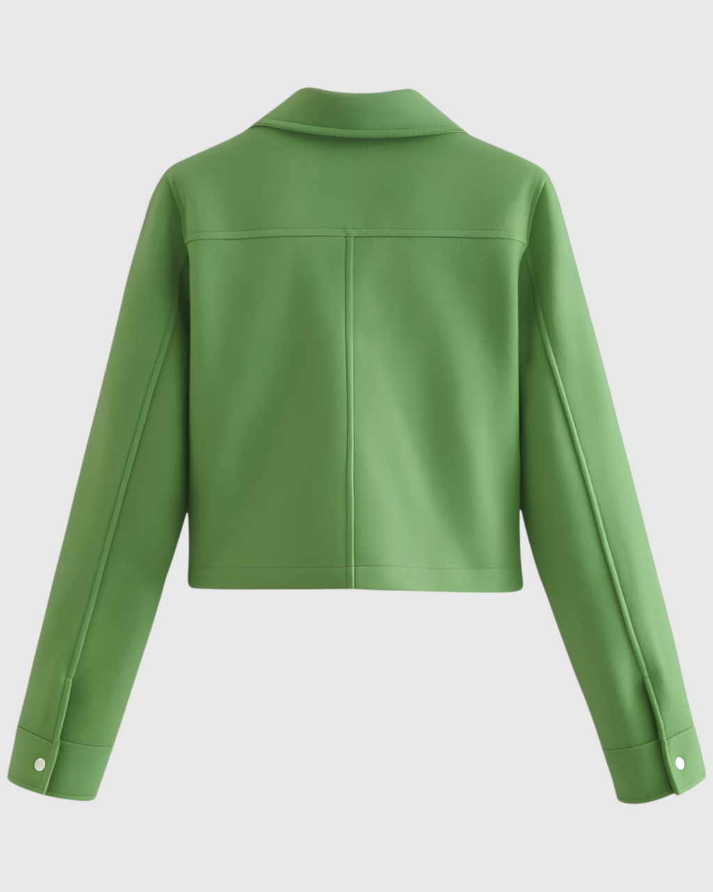 Lumina Wear Victoria elegant long sleeve jacket with button closure in green, stylish and tailored for a sophisticated look.