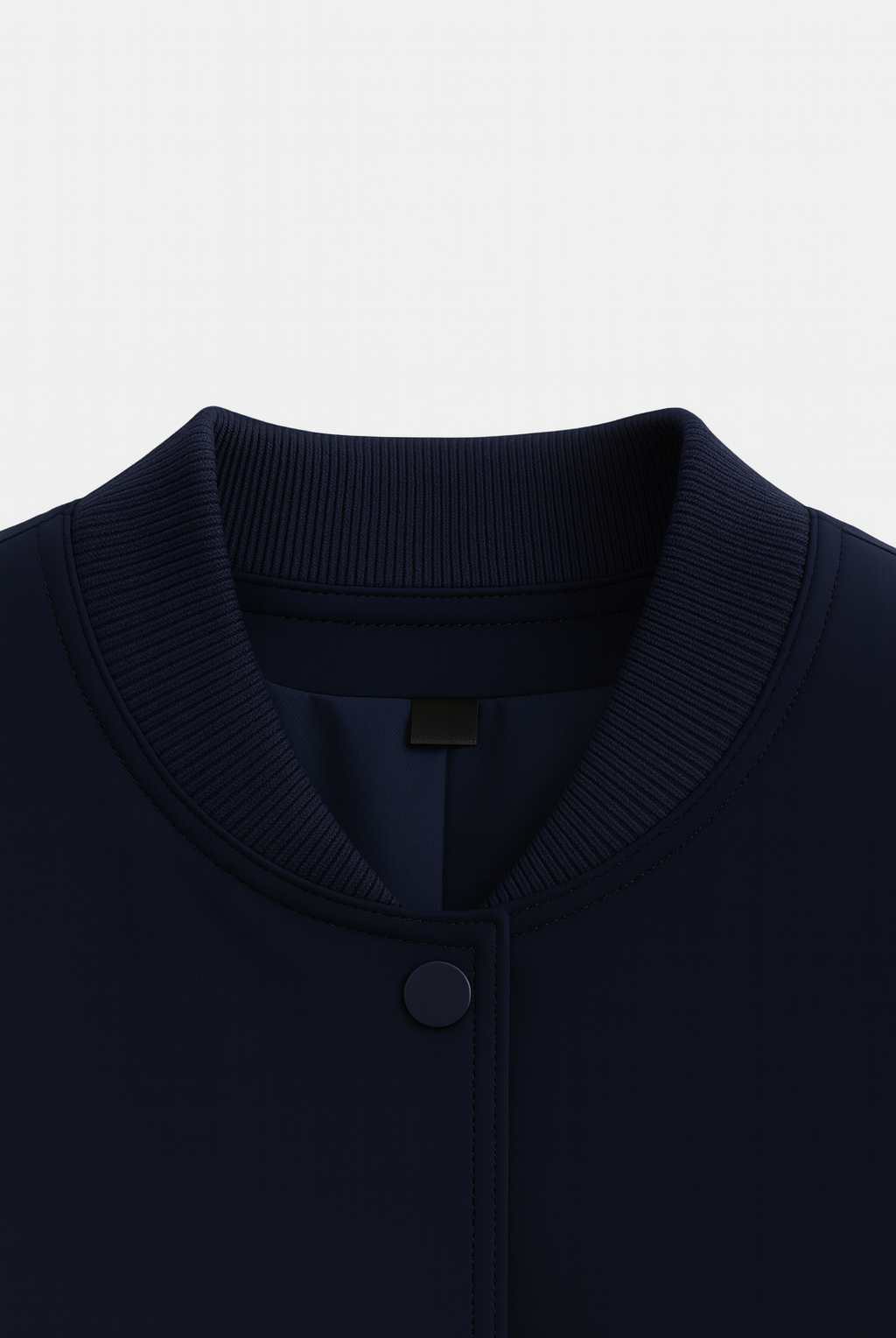 Elegant navy bomber jacket by Lumina Wear, showcasing timeless design and stylish fit, perfect for a sleek, modern look.