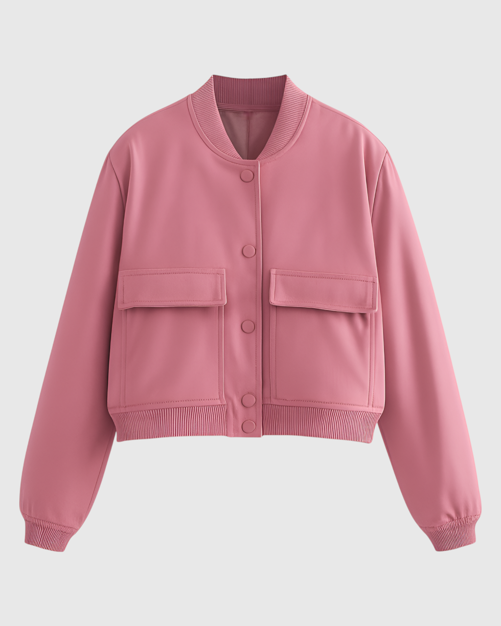 Elegant pink bomber jacket from Lumina Wear featuring timeless design, showcased with a stylish fit and soft fabric.