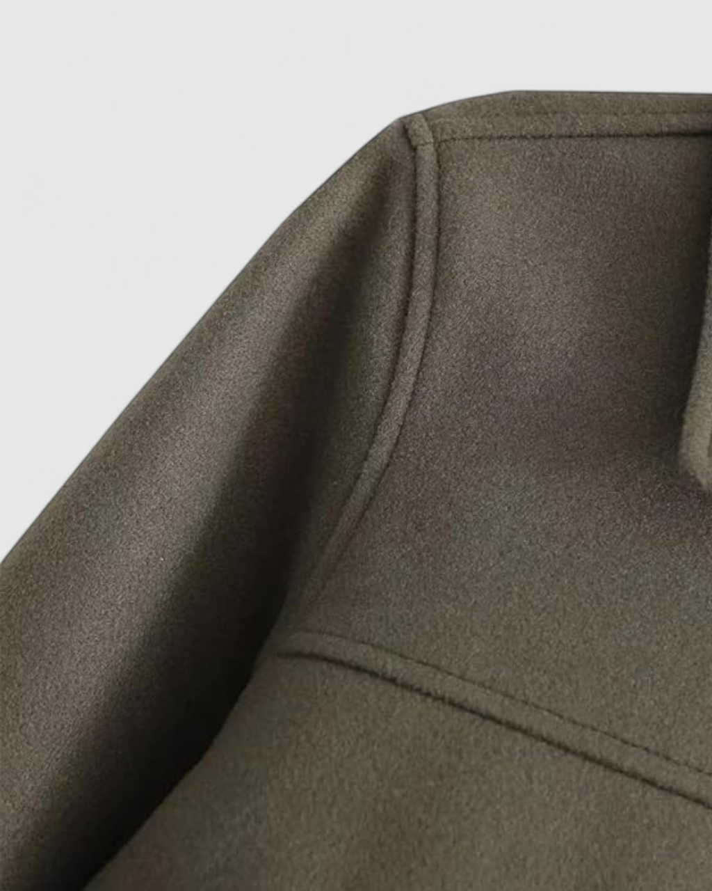Victoria Lumina Army Green Jacket with classic button closure, stylish and elegant, featuring a tailored fit and lightweight fabric.
