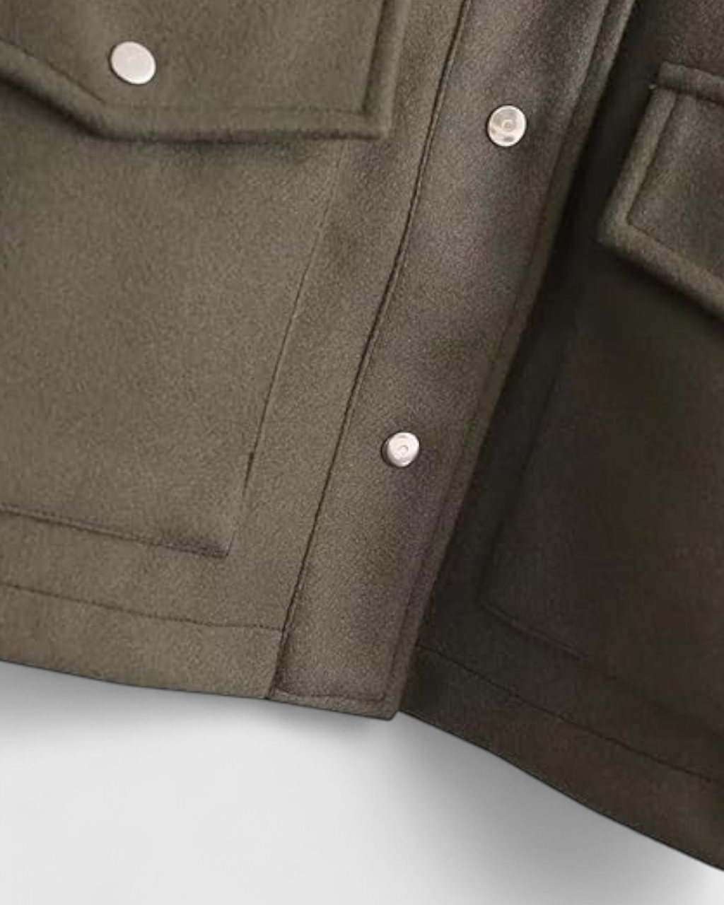 Victoria Lumina Wear army green jacket with elegant design, classic button closure, stylish and versatile for casual wear.