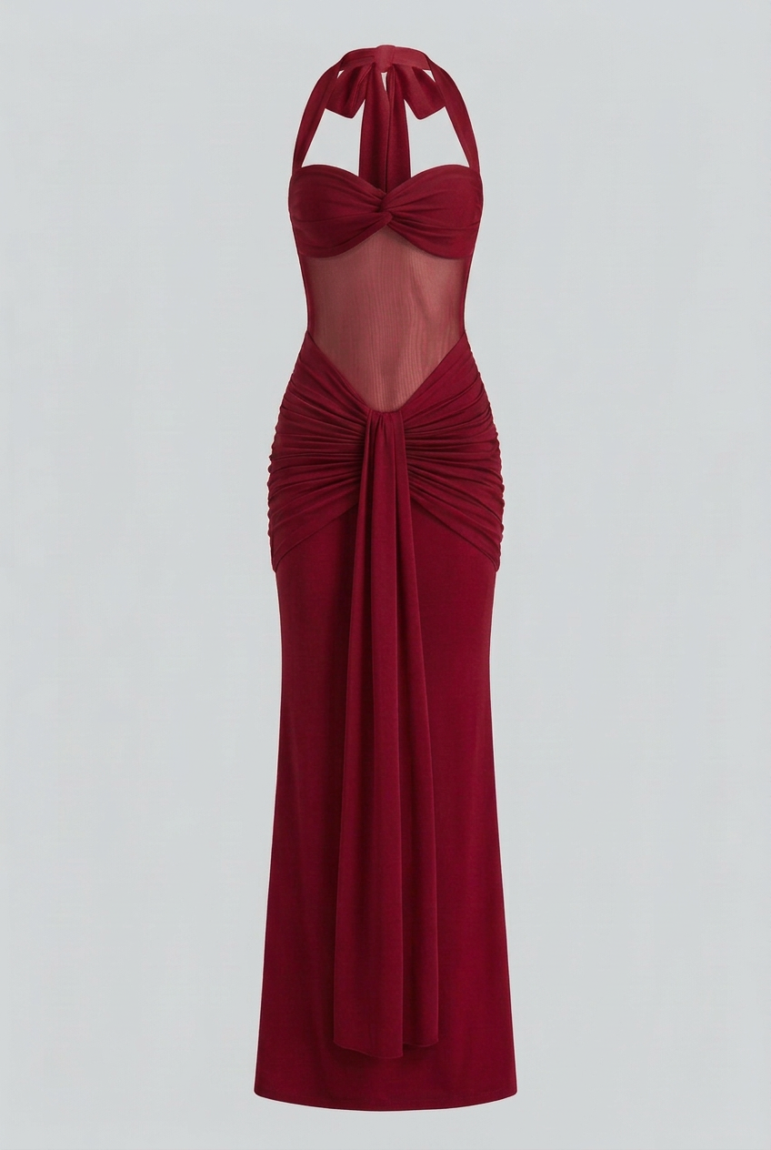 Lumina Wear Victoria red drape maxi dress featuring elegant flowing fabric and stylish design for effortless style.