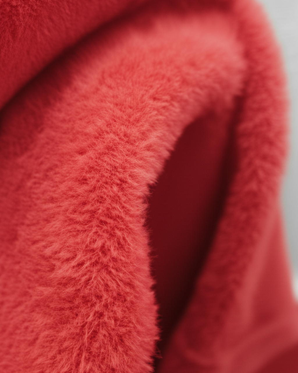 Lumina Wear Victoria red slim turtleneck sweater with velvety finish, showcasing its elegant fit and soft fabric texture.