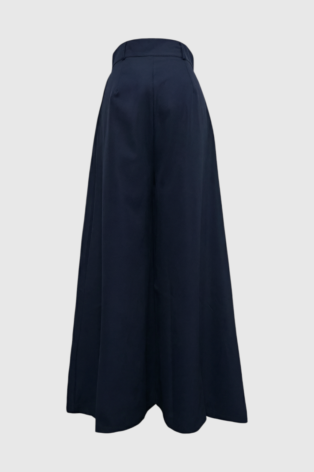 Navy blue Victoria wide-leg trousers by Lumina Wear, featuring stretch fabric and a comfortable fit for a stylish look.