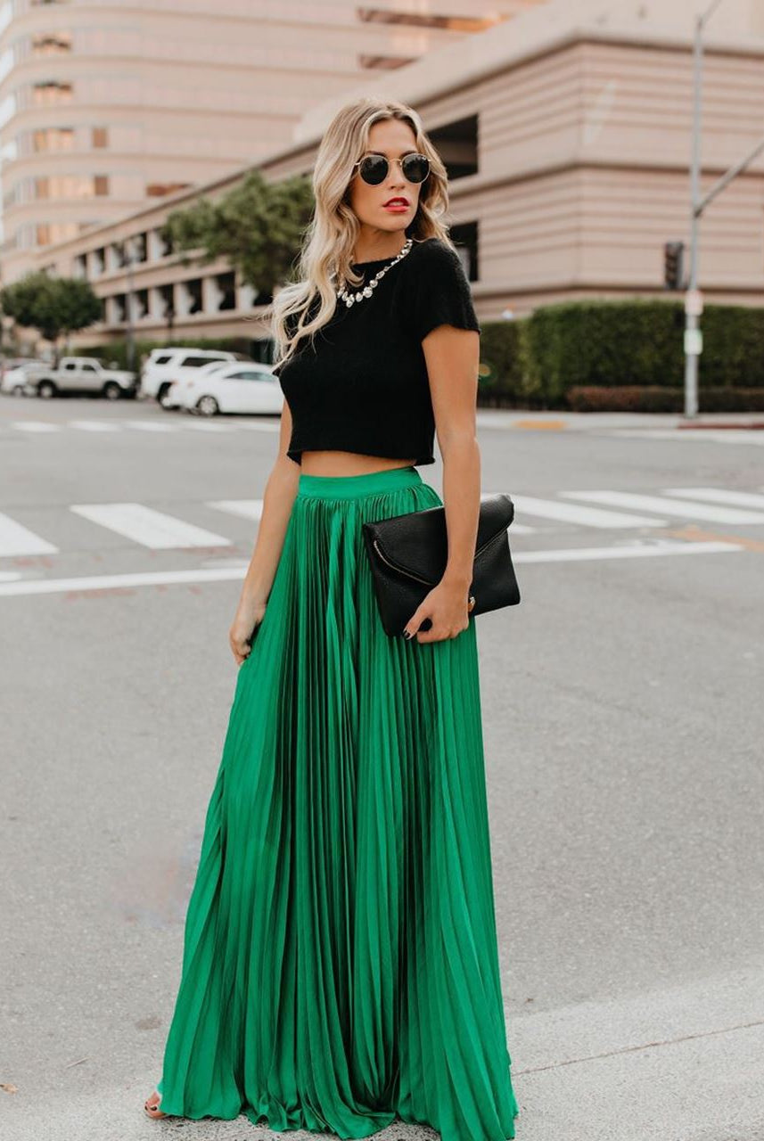 Victoria brown flowy long maxi skirt with high waist from Lumina Wear, featuring a soft, elegant silhouette and comfortable fit.