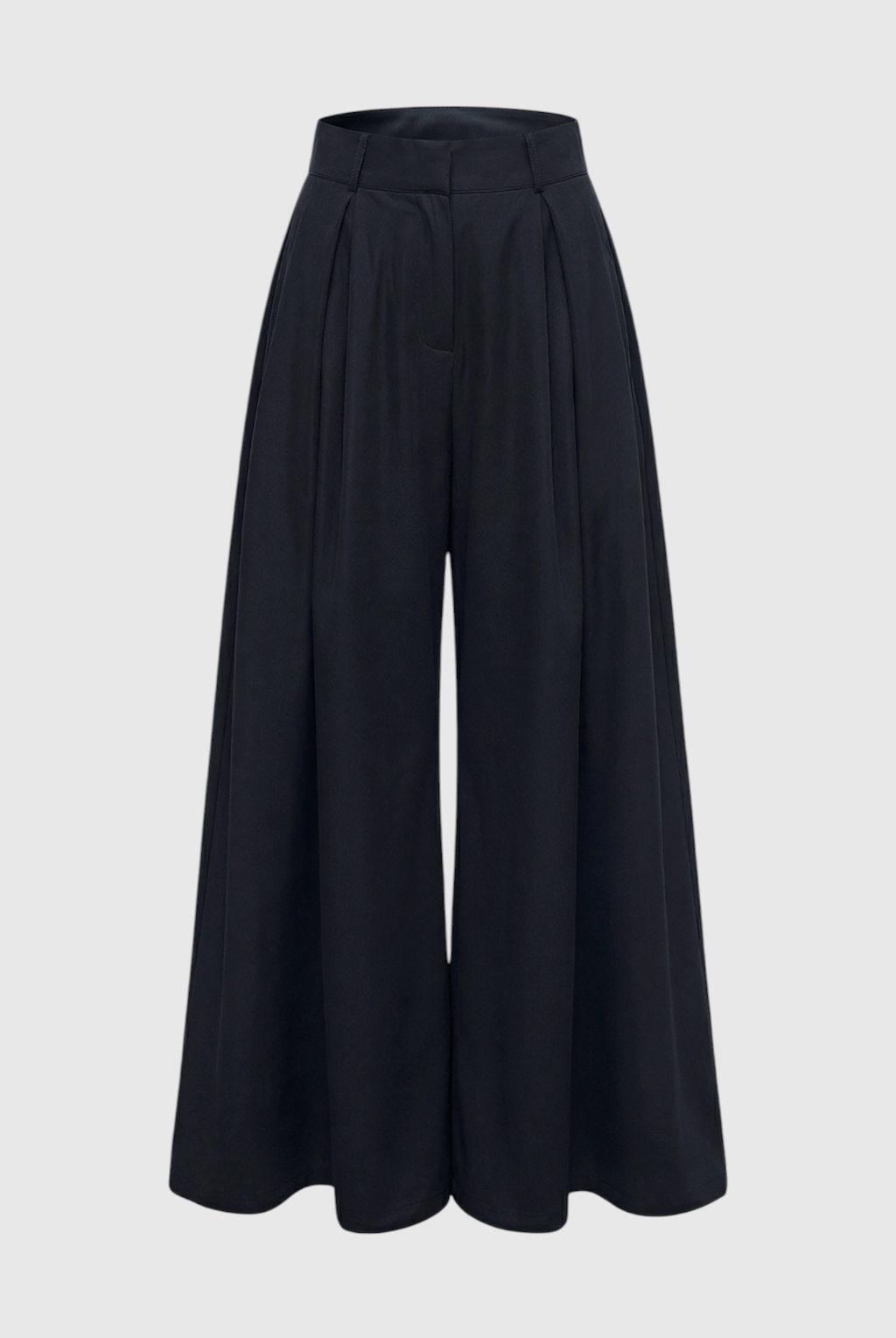 Black Victoria high-waisted wide-leg trousers by Lumina Wear, featuring an elegant fit and relaxed silhouette.