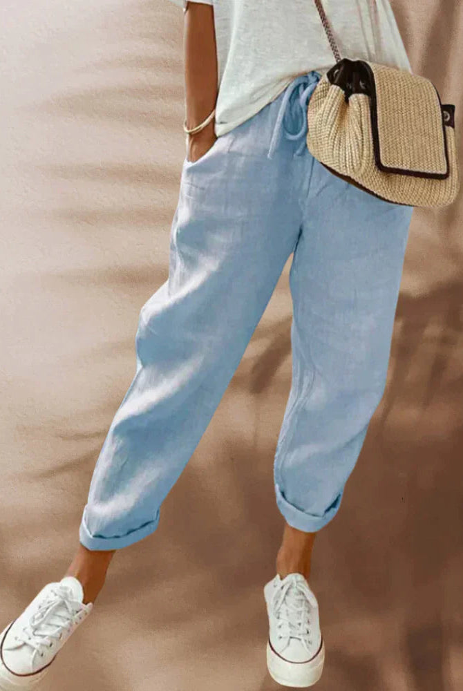 Victoria lightweight black casual pants with elastic waist from Lumina Wear, women's comfortable and stylish black pants.
