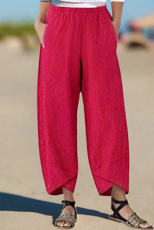 Lumina Wear Victoria lightweight relaxed fit white casual trousers for women, shown in XS size.