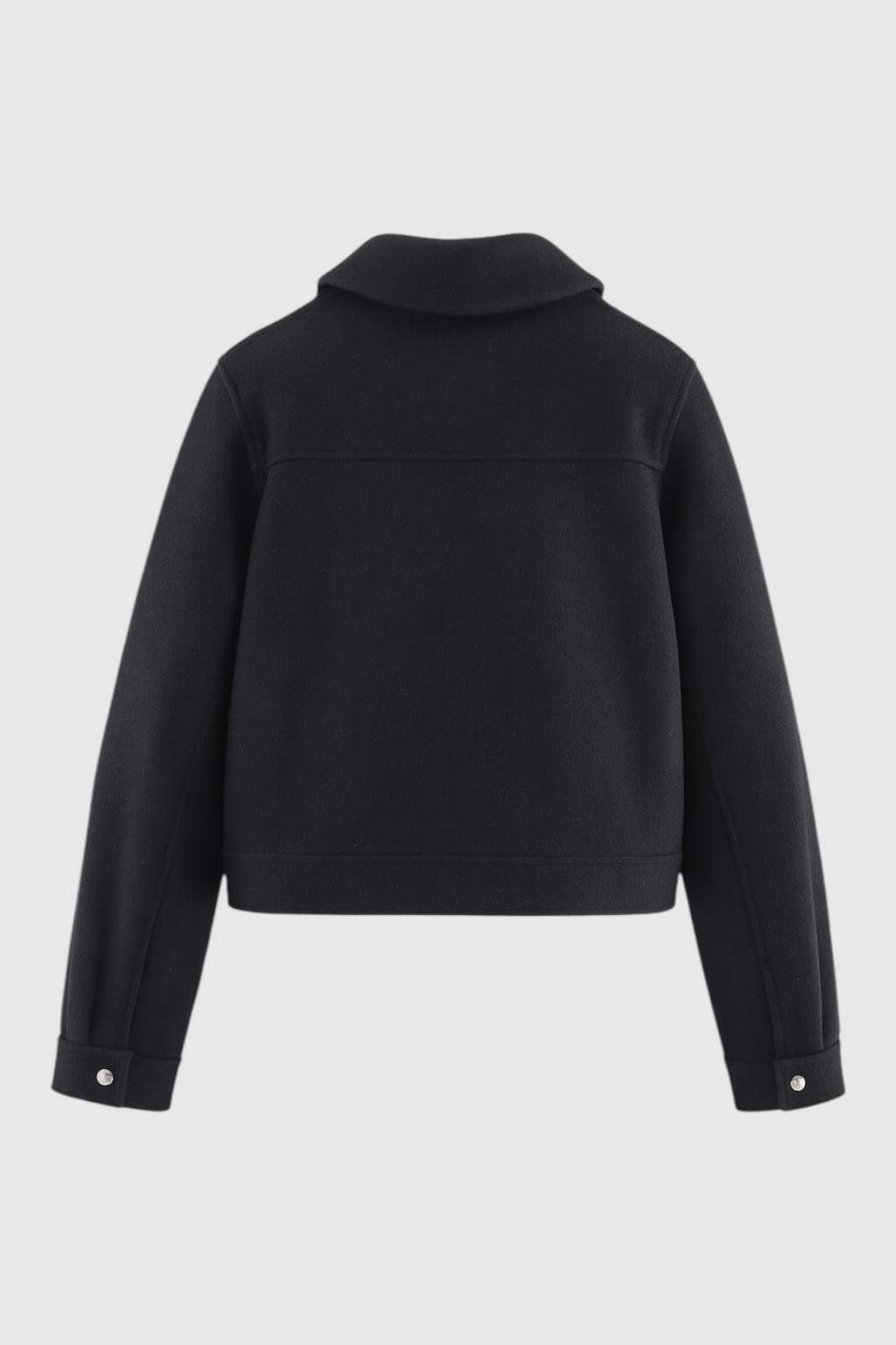 Black Victoria Lumina Wear modern cropped jacket with pockets, stylish and lightweight for casual wear.