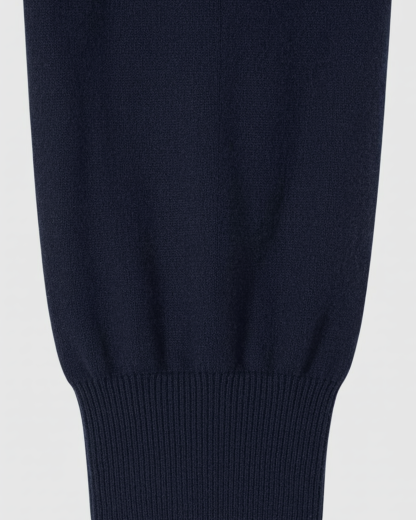 Victoria Lumina Wear dark blue relaxed fit sweatpants and sweatshirt set with zipper accents, casual activewear for comfort and style.