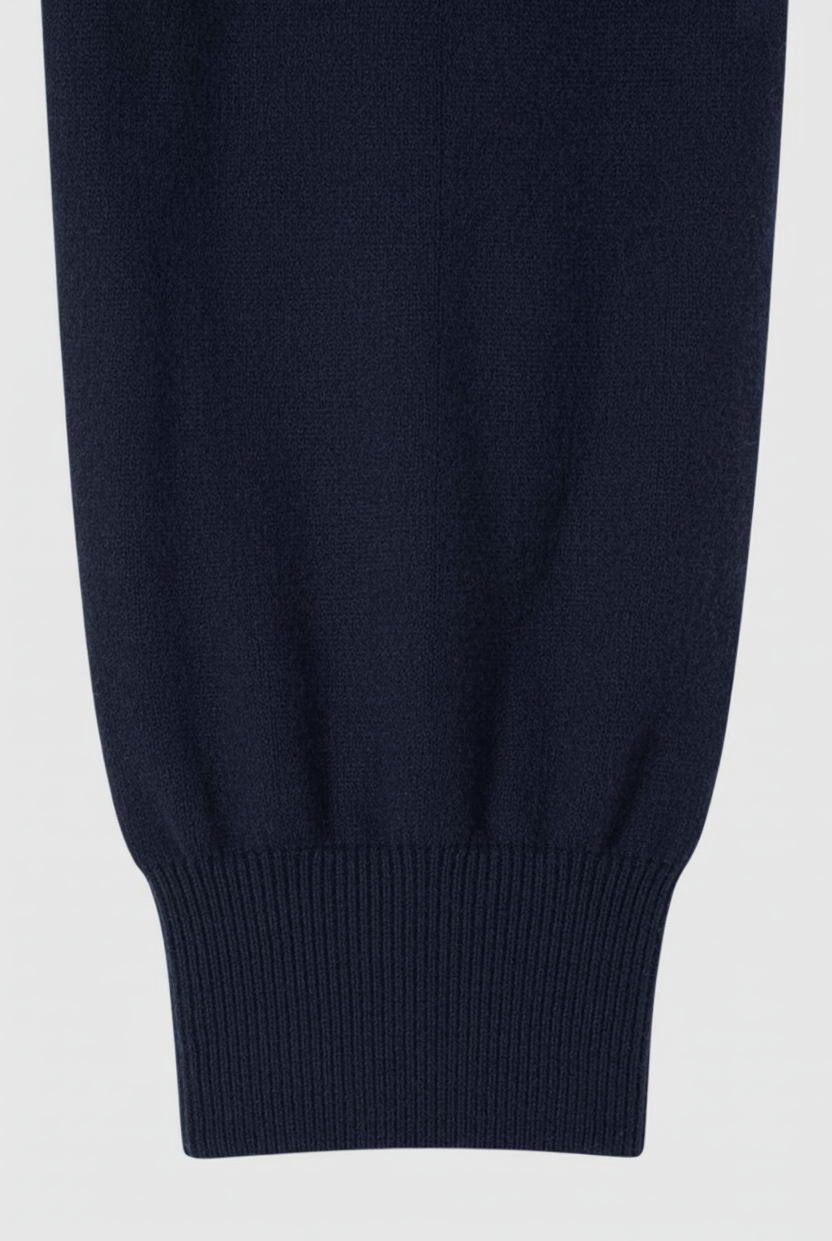 Victoria Lumina activewear set featuring relaxed fit dark blue sweatpants and sweatshirt with zipper accents, ideal for casual comfort.