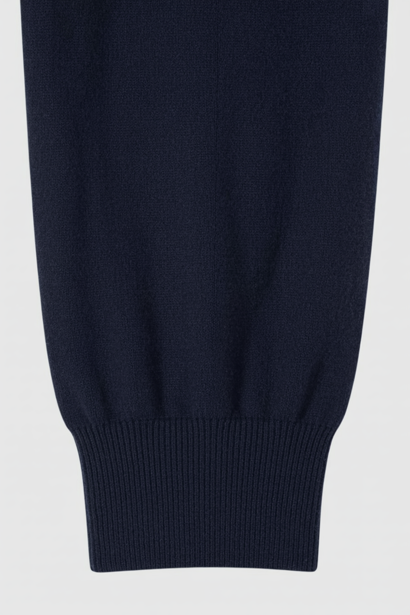 Victoria Lumina activewear set featuring relaxed fit dark blue sweatpants and sweatshirt with zipper accents, ideal for casual comfort.