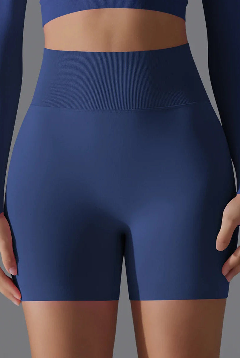 Olive green Victoria seamless high-waisted training shorts for women by Lumina Wear, designed for activewear and workout comfort.
