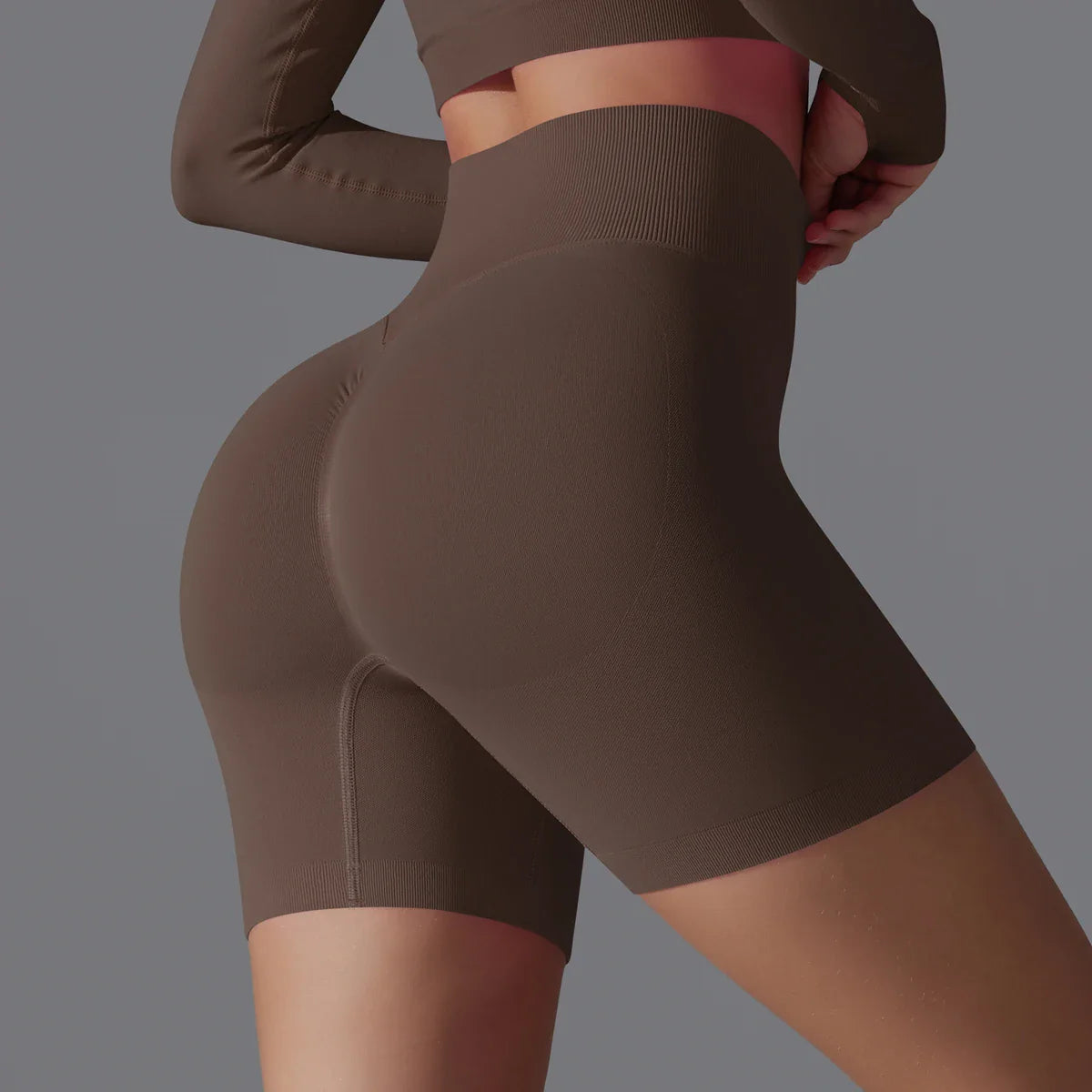 Victoria seamless high-waisted training shorts by Lumina Wear in olive, designed for women’s activewear and workout comfort.