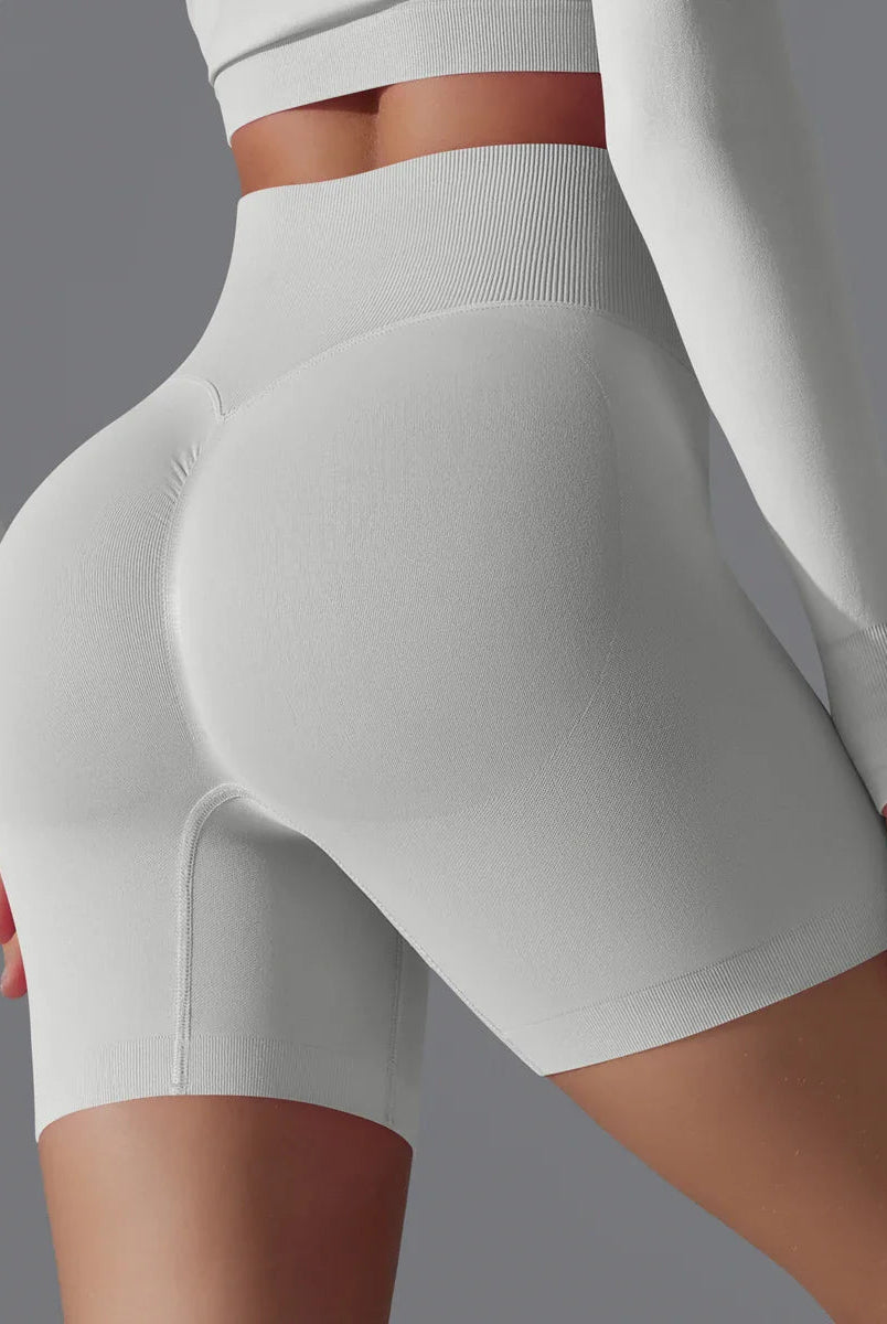 Victoria seamless high-waisted training shorts by Lumina Wear in olive, designed for women’s activewear and workout comfort.
