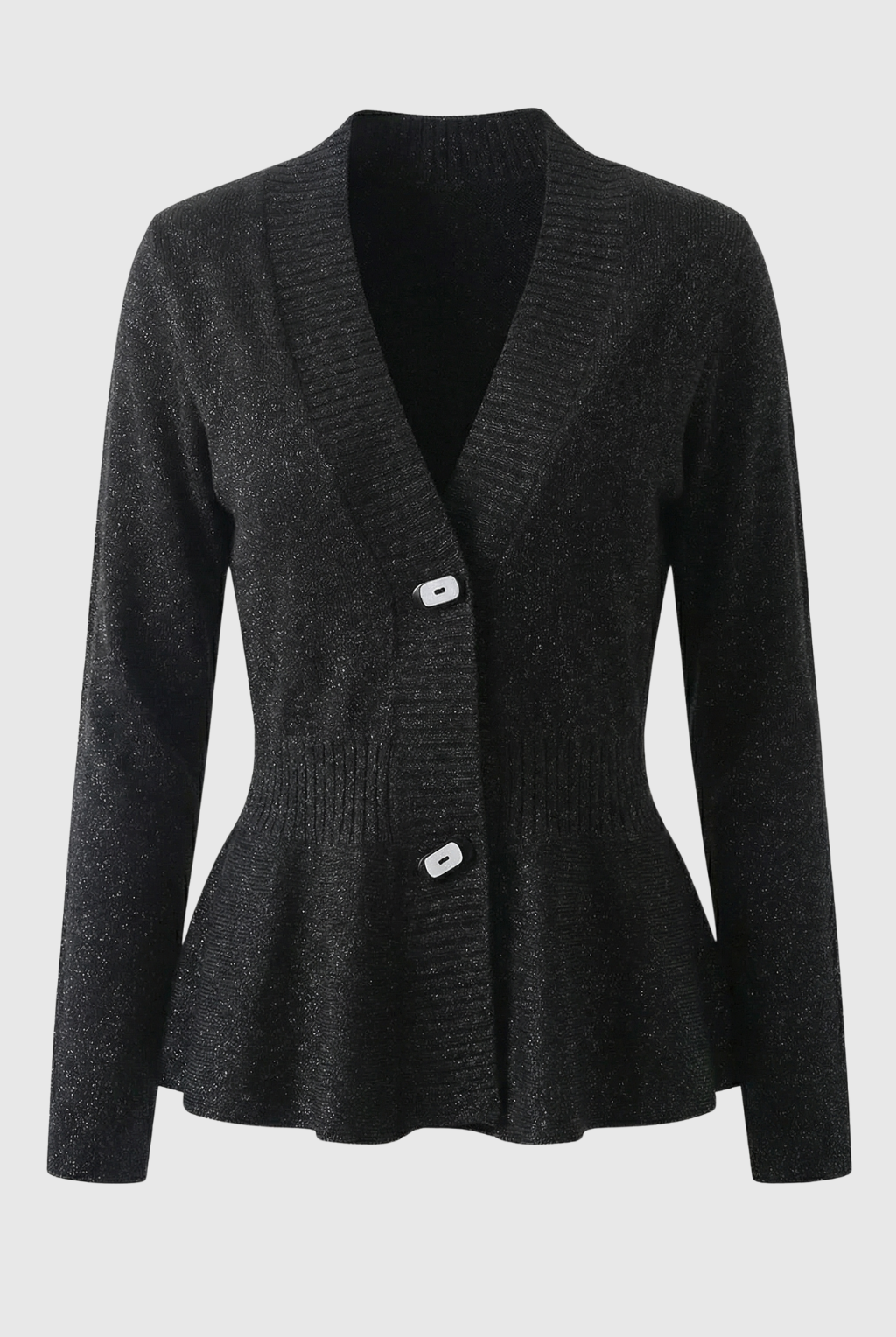 Victoria soft black cardigan sweater with open front design by Lumina Wear, featuring a cozy, relaxed fit and stylish open front.