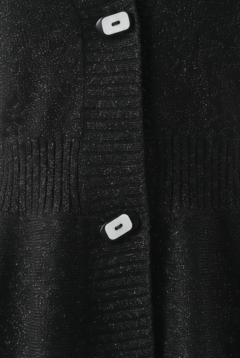 Victoria soft black cardigan sweater with open front design from Lumina Wear, featuring a cozy, relaxed fit.