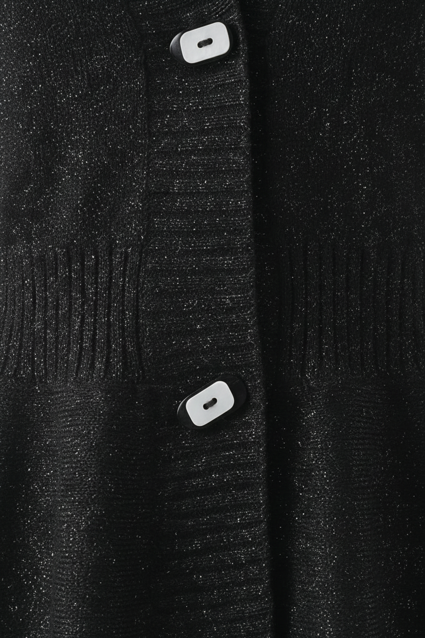 Victoria soft black cardigan sweater with open front design from Lumina Wear, featuring a cozy, relaxed fit.