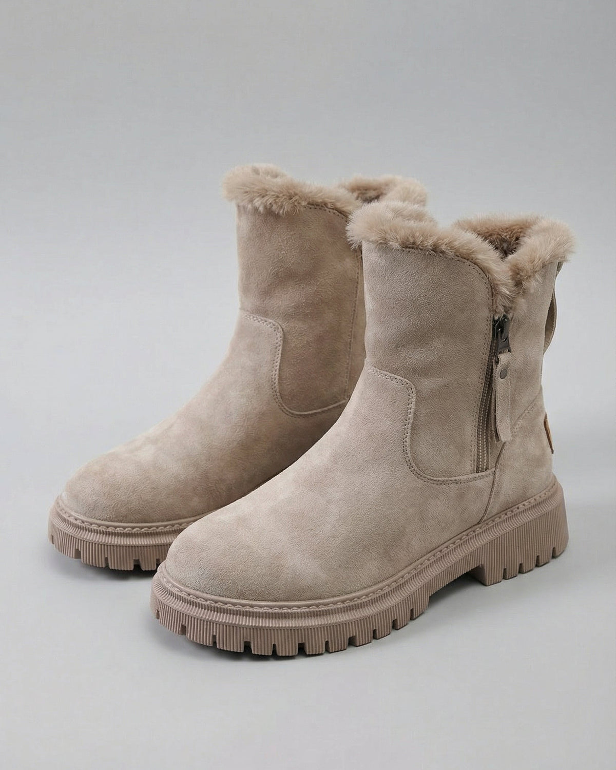 Victoria waterproof apricot boots by Lumina Wear, stylish and comfortable, shown with a side view of the ankle-high footwear.