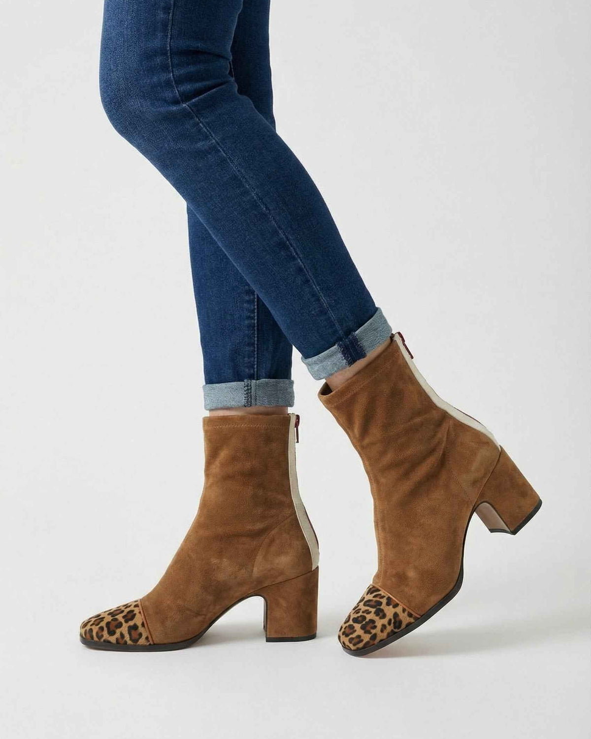 Victoria brown mid-calf boots with lace detail from Lumina Wear, stylish women's boots featuring a classic design and lace accents.
