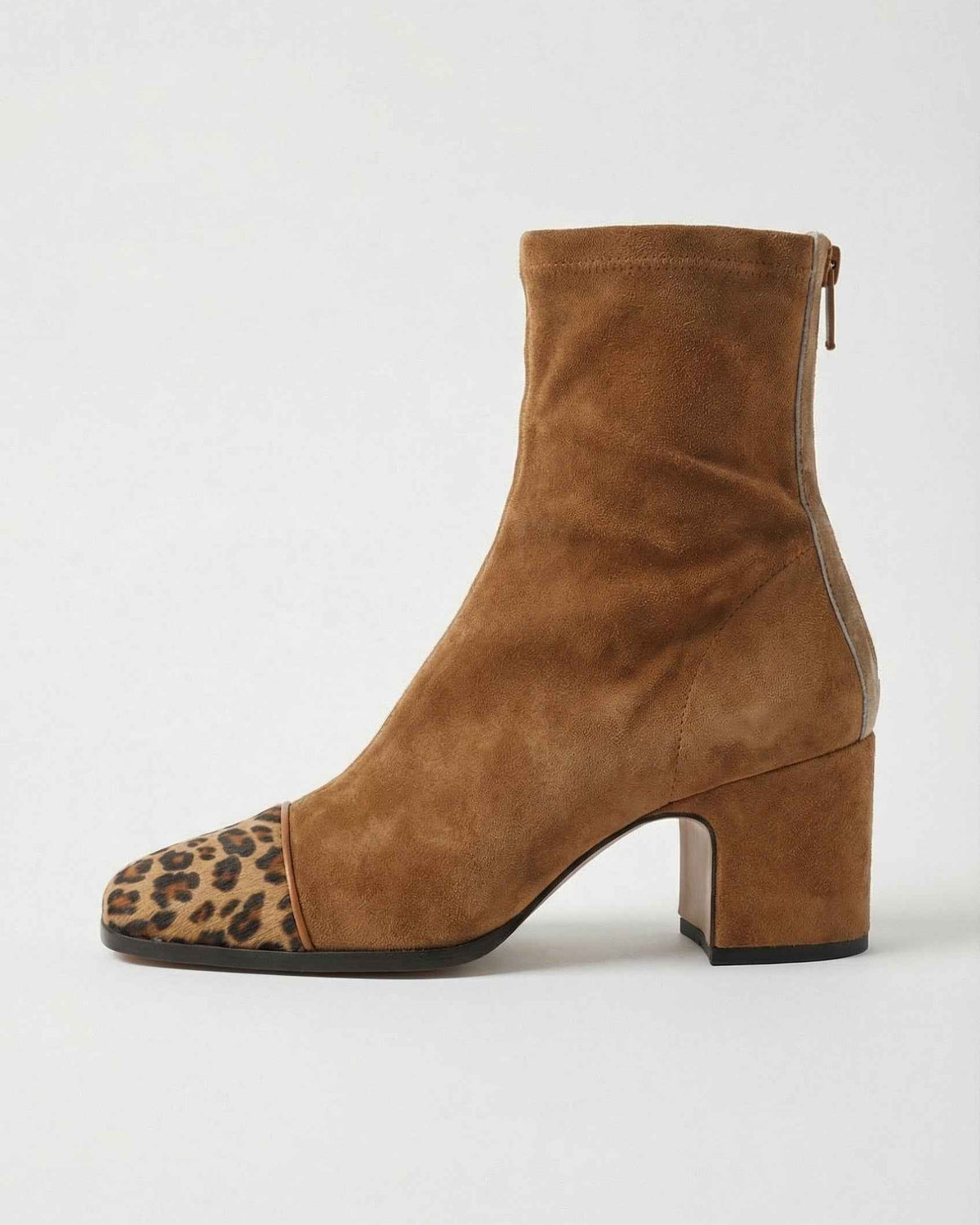 Victoria brown mid-calf boots with lace detail from Lumina Wear, showcasing stylish design and textured leather finish.