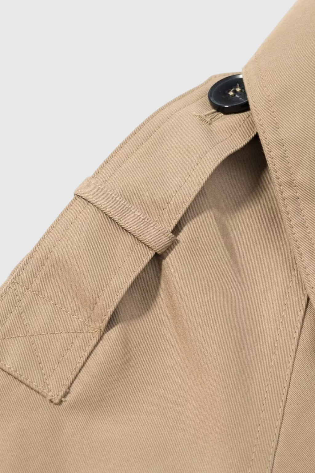 Victoria women's khaki windbreaker by Lumina Wear featuring a stylish double-breasted design and lightweight jacket style.