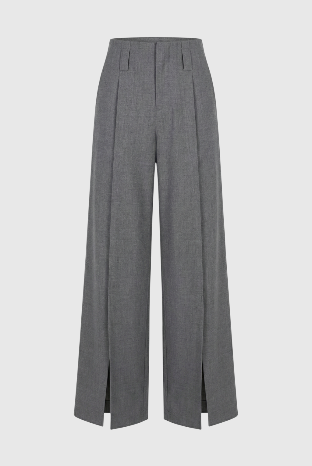 Victoria gray tailored pleated trousers with stretch comfort by Lumina Wear, featuring a sleek fit and classic design.