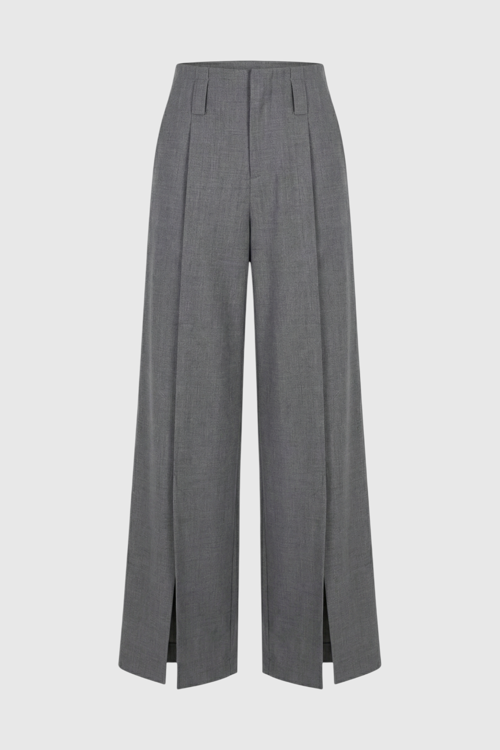 Victoria gray tailored pleated trousers with stretch comfort by Lumina Wear, featuring a sleek fit and classic design.