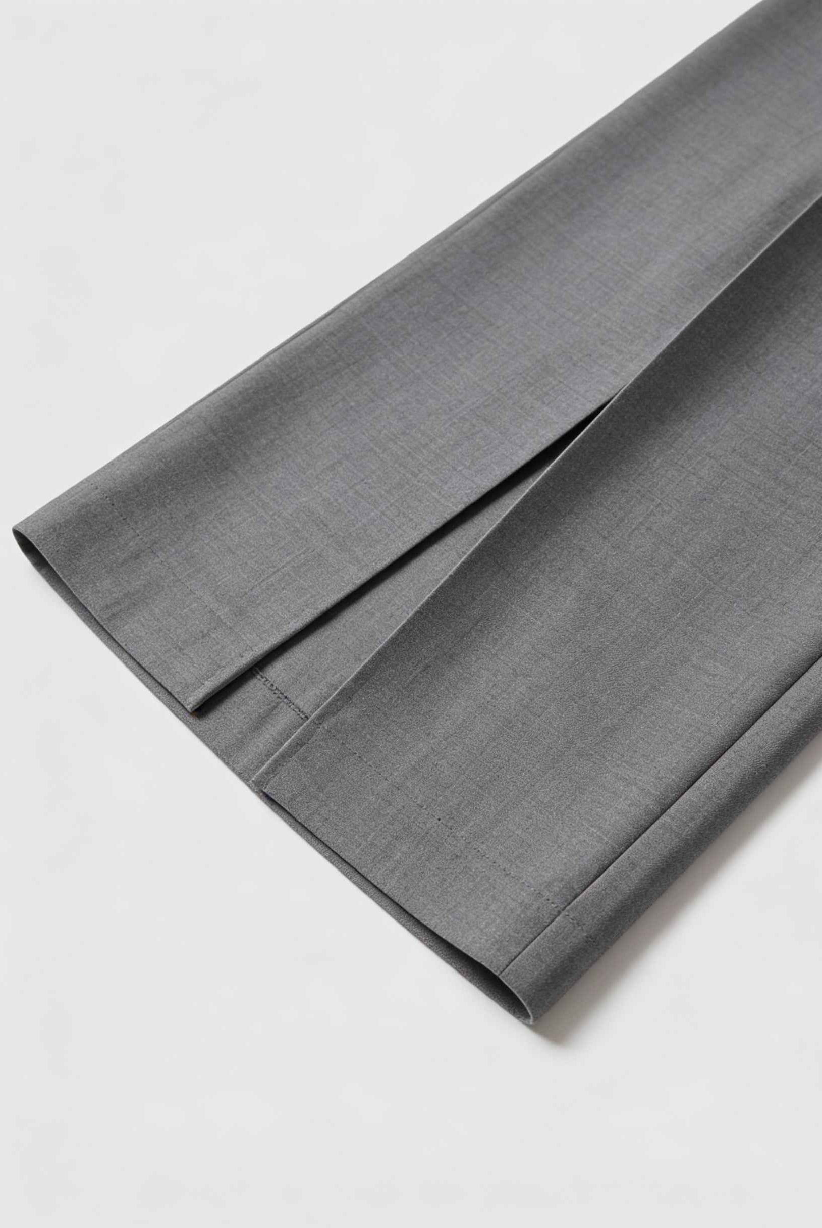 Victoria gray tailored pleated trousers with stretch comfort by Lumina Wear, shown on a model with a focus on fit and fabric.
