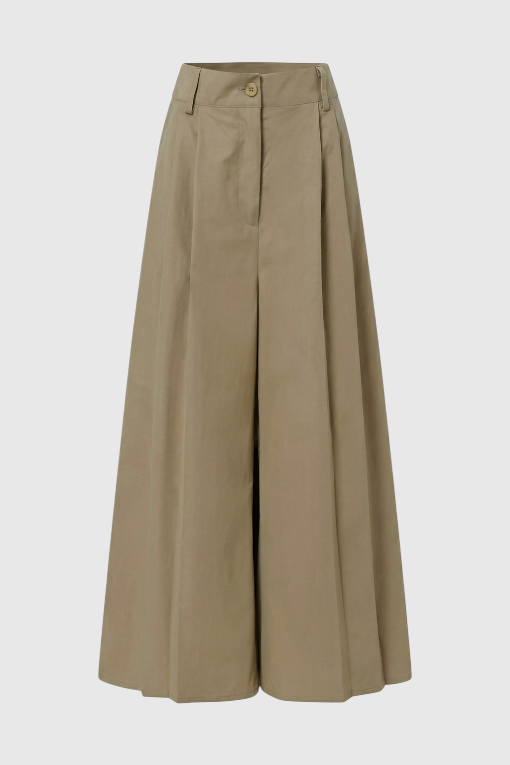 Khaki Victoria high waist flowy Palazzo pants for women by Lumina Wear, tailored with a relaxed, wide-leg silhouette.