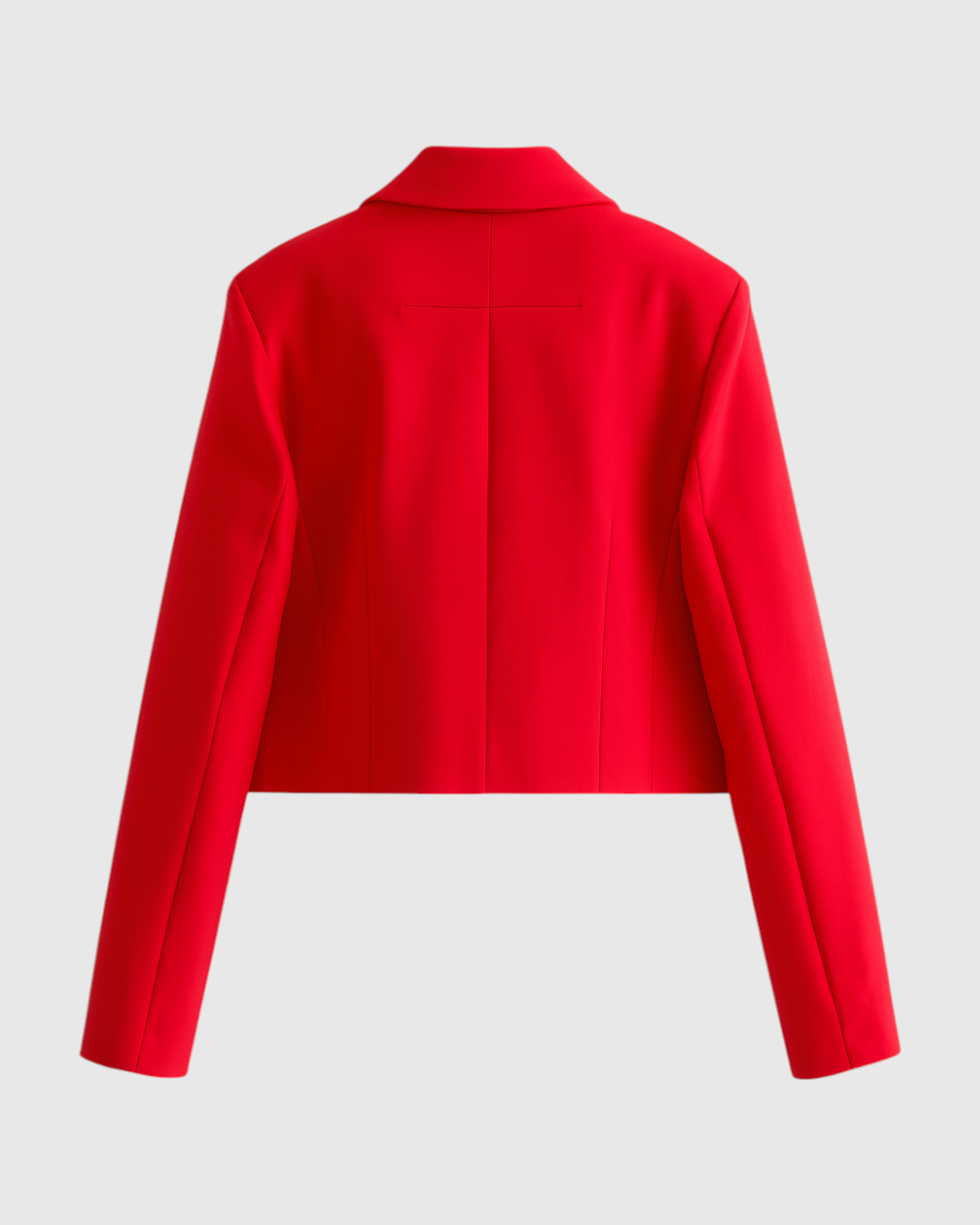 Red Victoria Lumina Wear cropped button jacket with a flattering fit, featuring stylish design details for women's fashion.